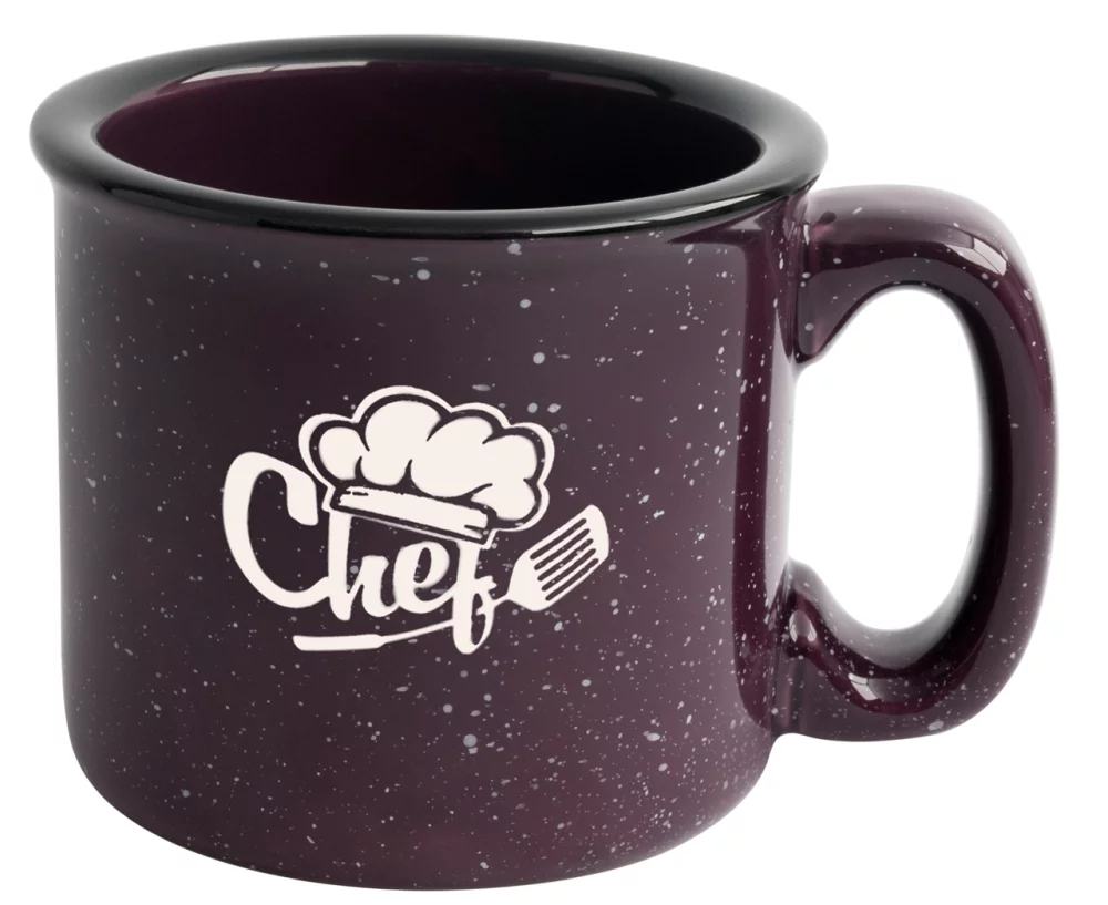 Tasse Santa Fe de 15 oz tachetée/prune avec bord noir - Gravée