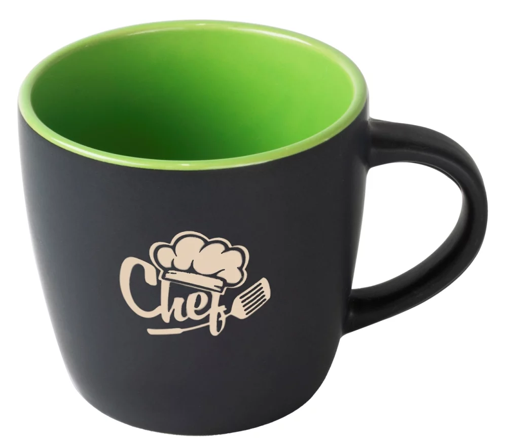 Tasse de café Midnight 12oz 2 tons noir/lime - Gravée