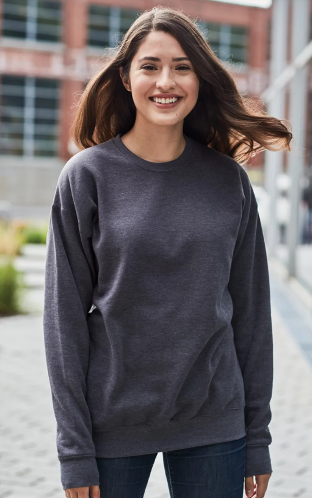 M & O® Knits Adult Unisex Crew Neck Fleece Sweater