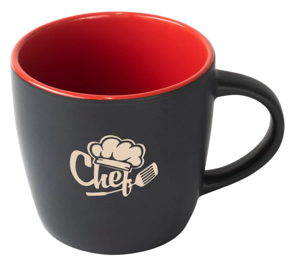 Tasse de café Midnight 12 oz bicolore noir/rouge - Gravée