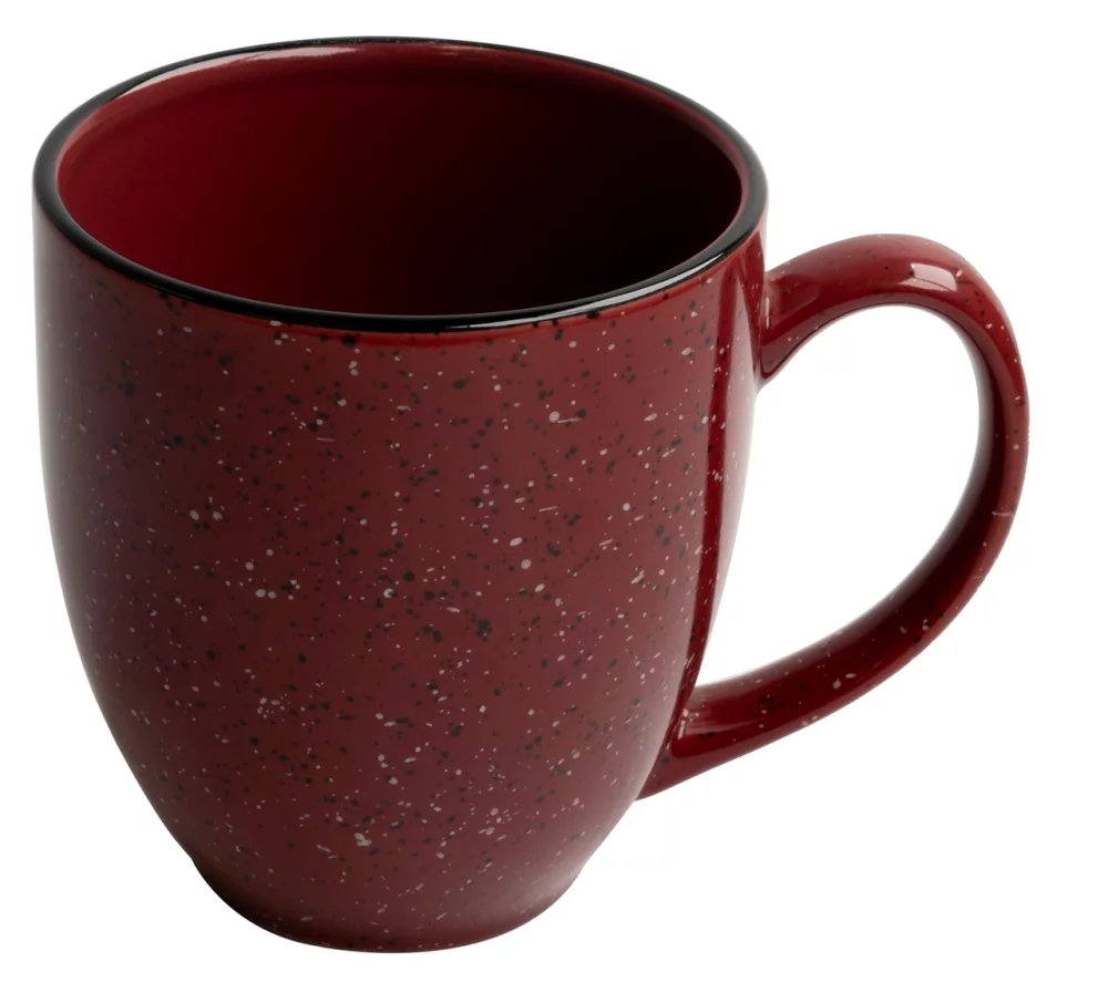 Speckled Bistro 16oz cermaic mug burgundy w/black and white speckles