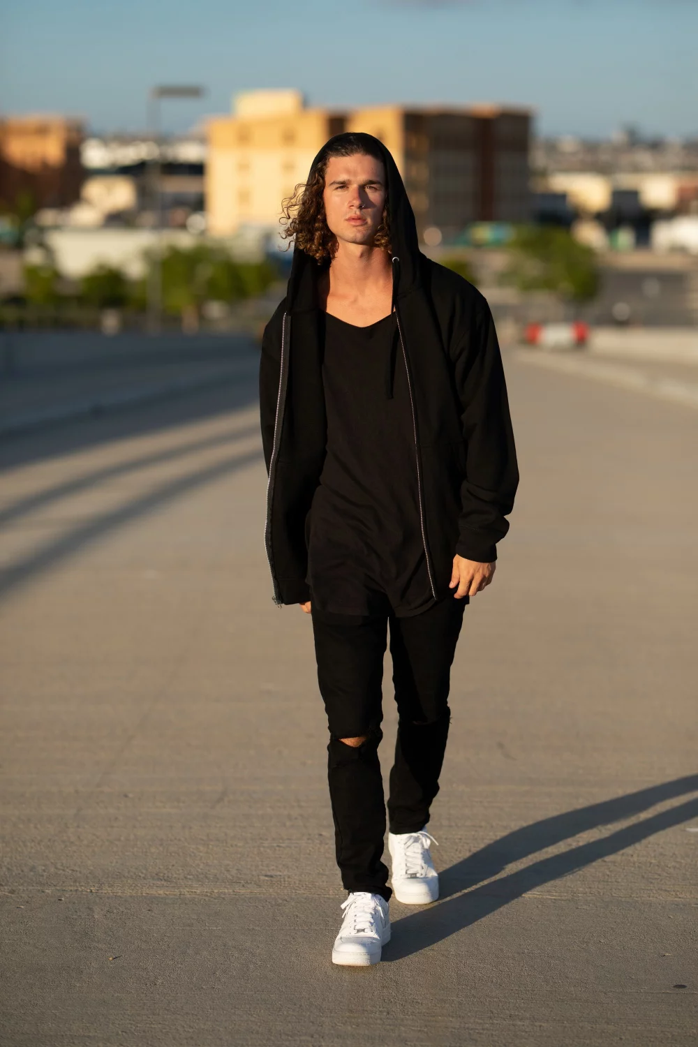 Independent adult midweight zip hooded sweatshirt