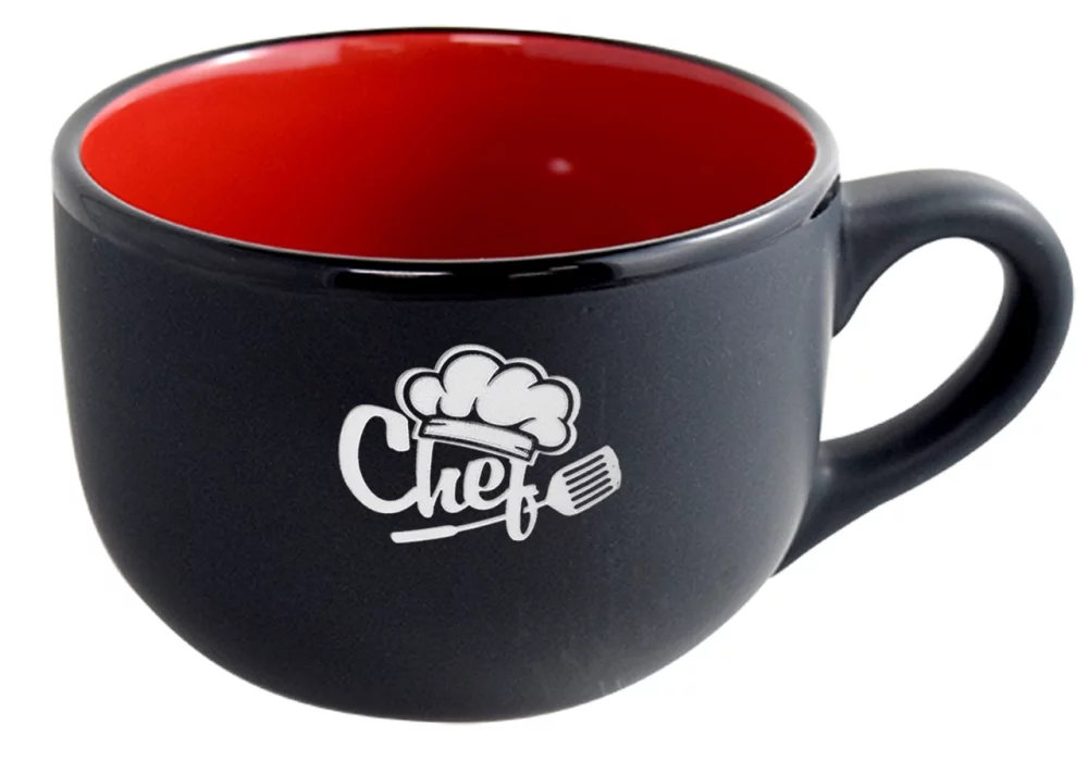 Aloha 2tone matte black/gloss red latte mug 16oz in Ripple gift box - Etched