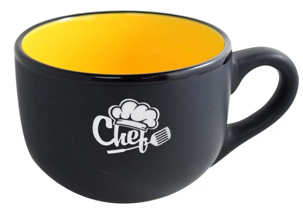 Tasse à latte Aloha 2 tons noir mat/jaune brillant de 16 oz dans une boîte cadeau Ripple - Gravée