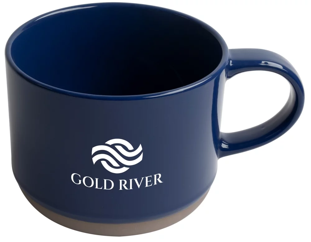 Alana 17oz mug blue/grey bottom trim in a Ripple gift box