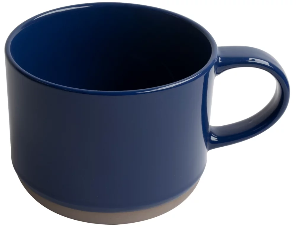 Tasse Alana de 17 oz avec bordure inférieure bleue/grise dans une boîte cadeau Ripple - Gravée
