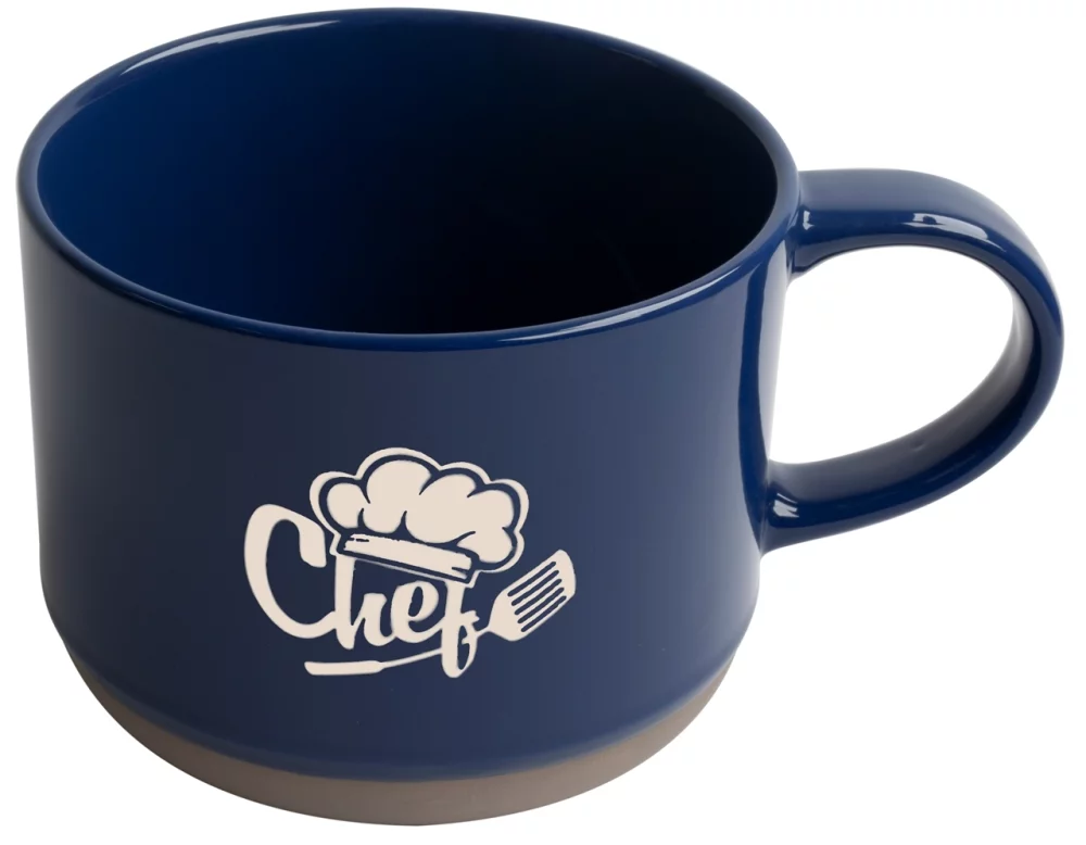 Alana 17oz mug blue/grey bottom trim in a Ripple gift box - Etched