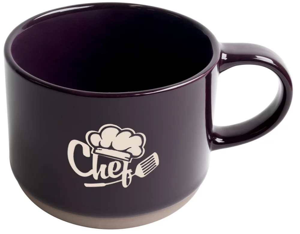 Tasse Alana de 17 oz avec bordure inférieure violette/grise dans une boîte cadeau Ripple - Gravée