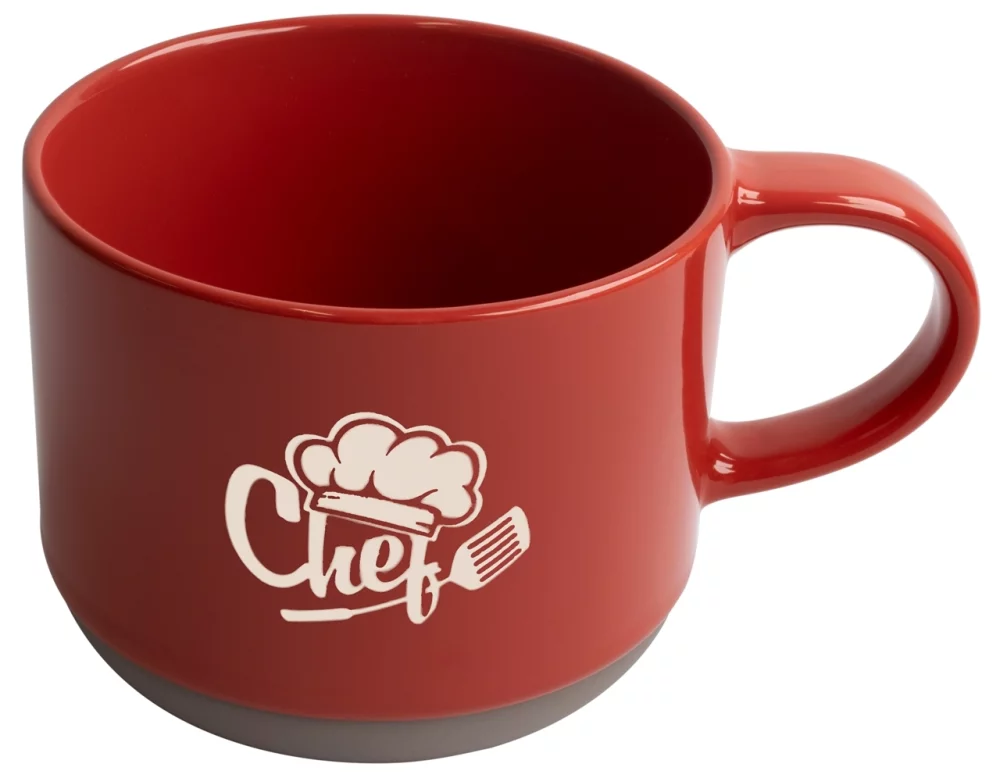 Tasse Alana de 17 oz avec bordure inférieure rouge/grise dans une boîte cadeau Ripple - Gravée