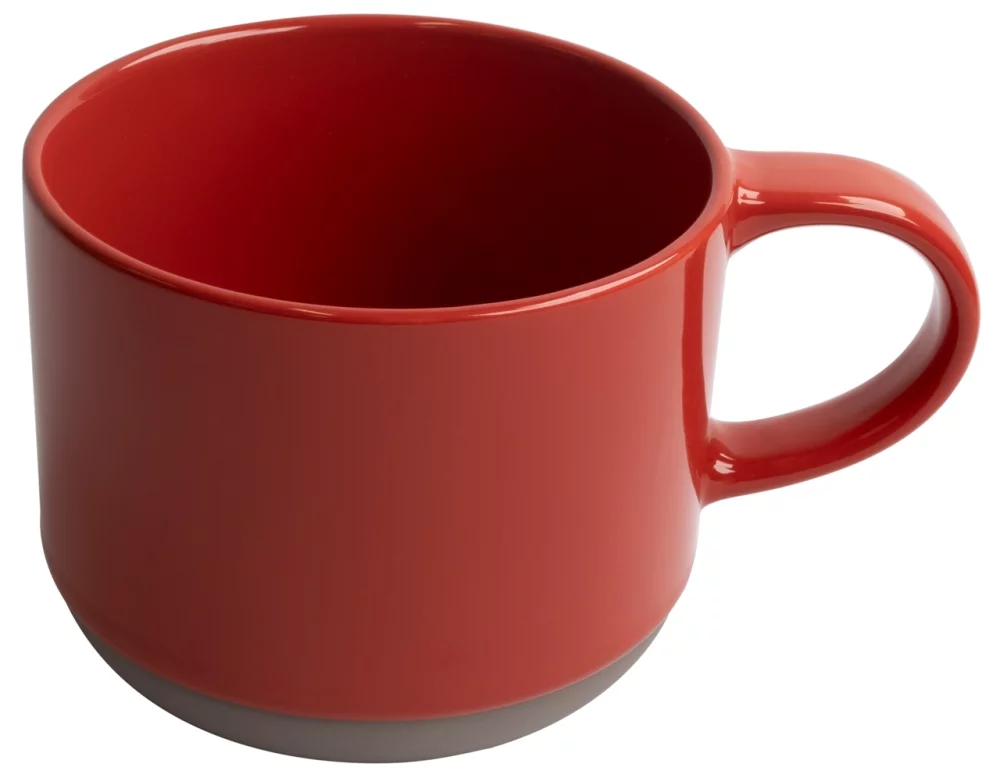 Alana 17oz mug red/grey bottom trim in a Ripple gift box - Etched