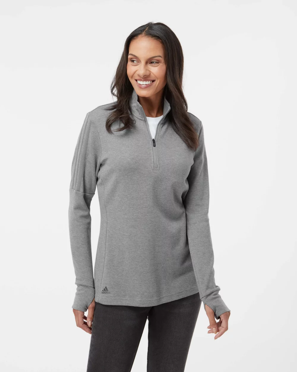 ADIDAS Women's 3-Stripes Quarter-Zip Sweater