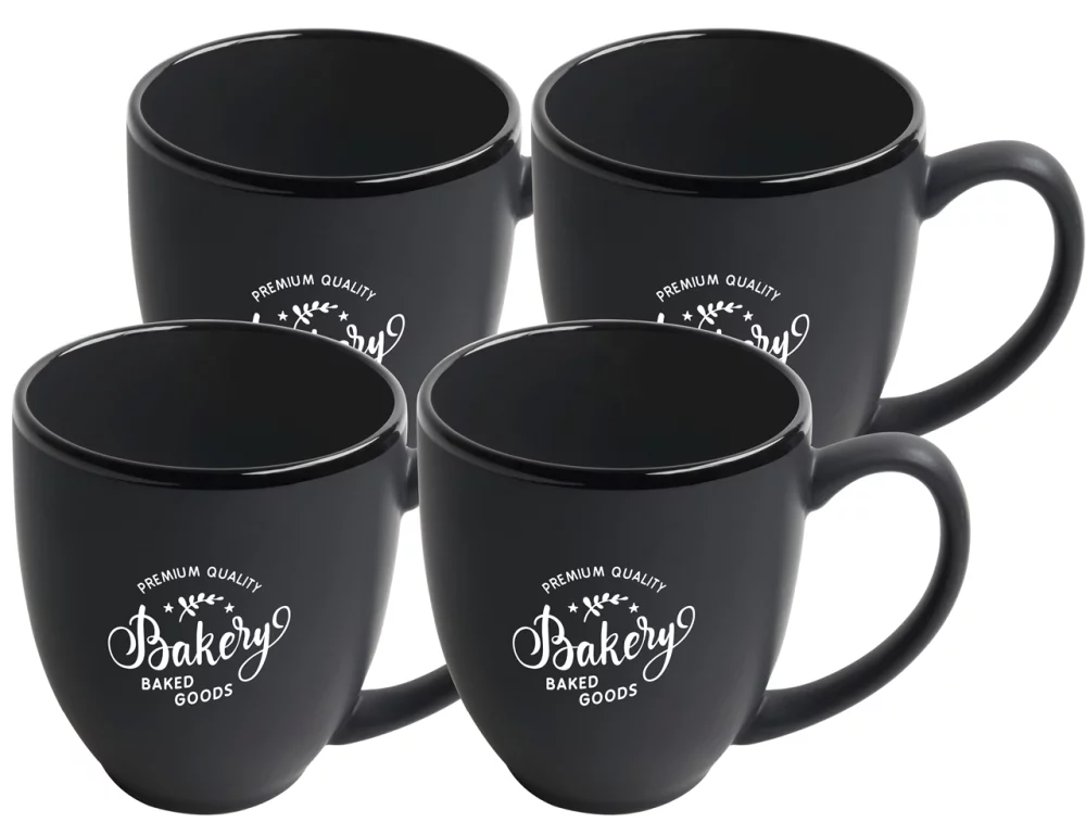~ Bistro 16oz 2tone black/black mug S/4 in Raven gift box