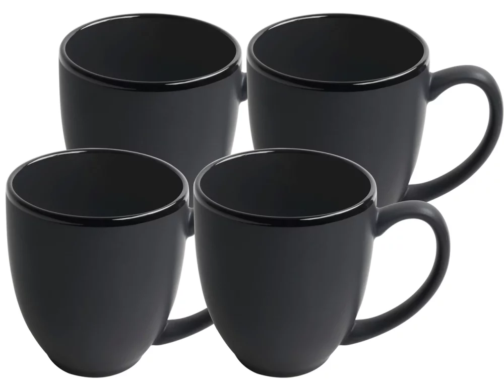 ~ Bistro 16oz 2tone black/black mug S/4 in Raven gift box