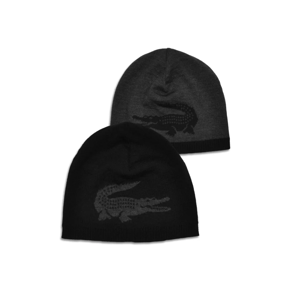 Bonnet en laine jacquard avec crocodile Lacoste pour homme