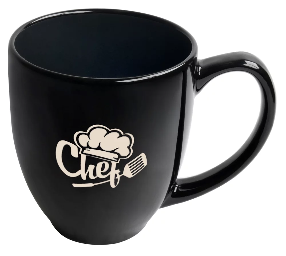 Mug noir de 16 oz du Bistro - Gravé