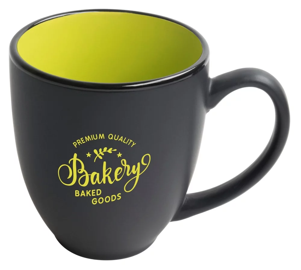 Mug bistro 16oz noir/vert bicolore dans une boîte cadeau Ripple