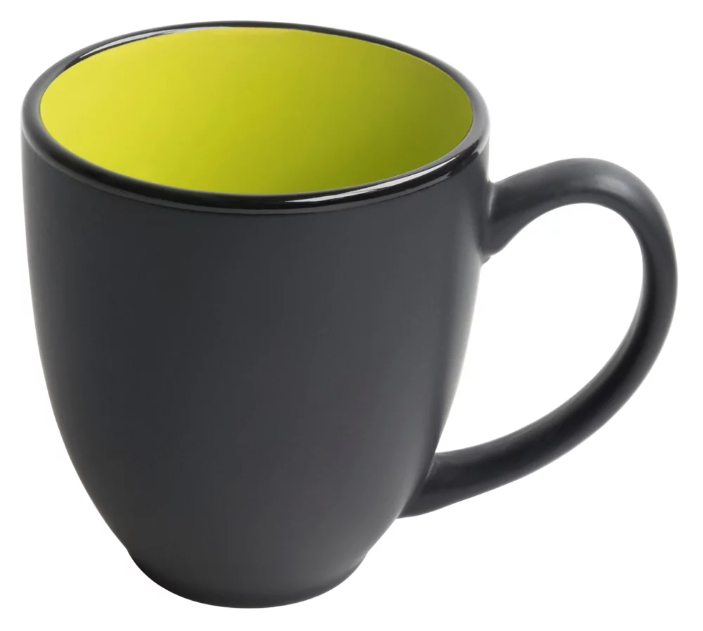 Bistro 16oz 2tone black/green mug in Ripple gift box - Etched