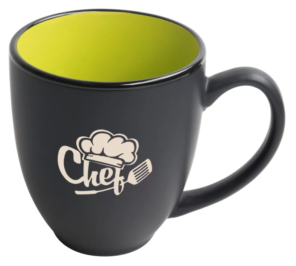 Mug bistro 16 oz noir/vert bicolore dans une boîte cadeau Ripple - Gravé