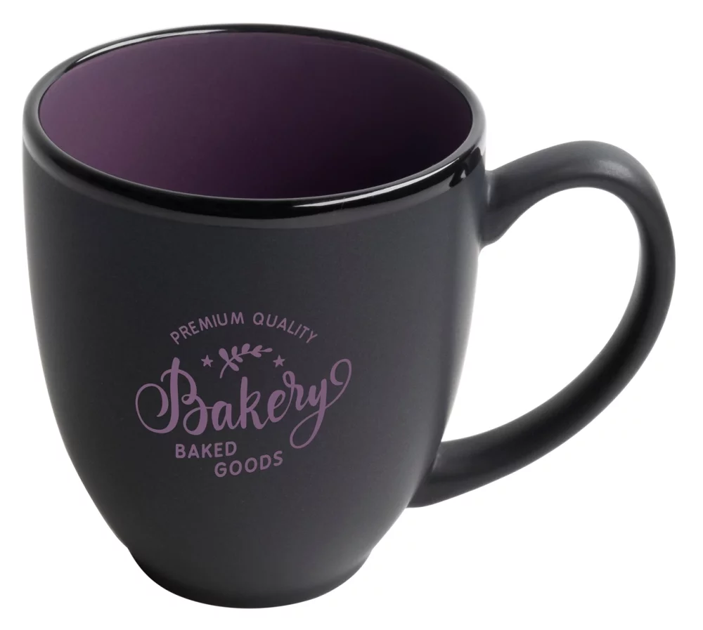 Bistro 16oz 2tone black/purple ceramic mug in Ripple gift box