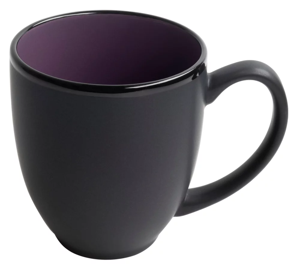 Bistro 16oz 2tone black/purple ceramic mug in Ripple gift box