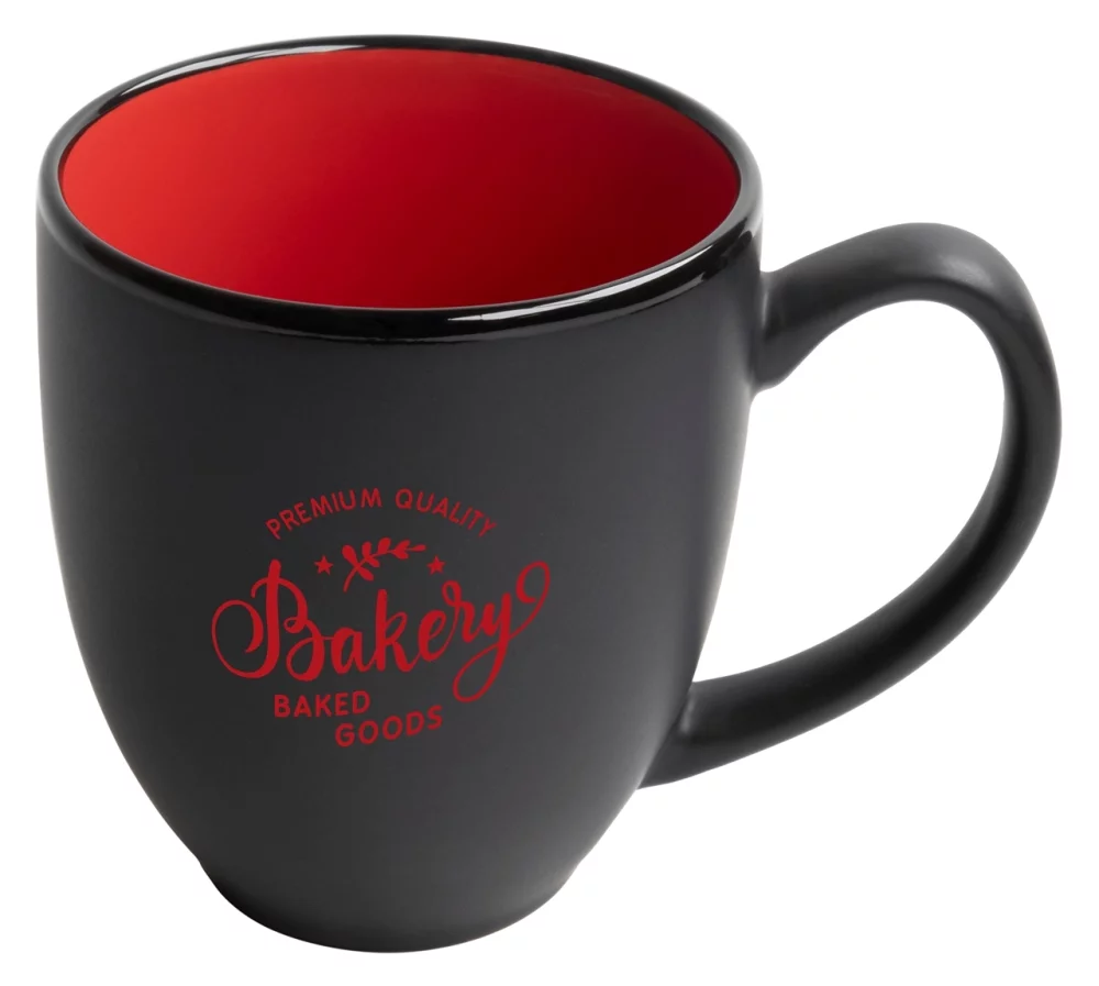 Bistro 16oz 2tone black/red mug in Ripple gift box