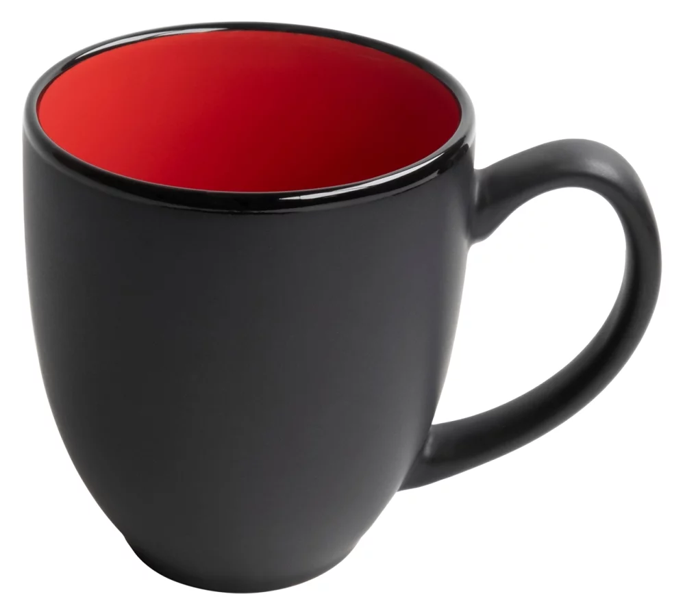 Bistro 16oz 2tone black/red mug in Ripple gift box