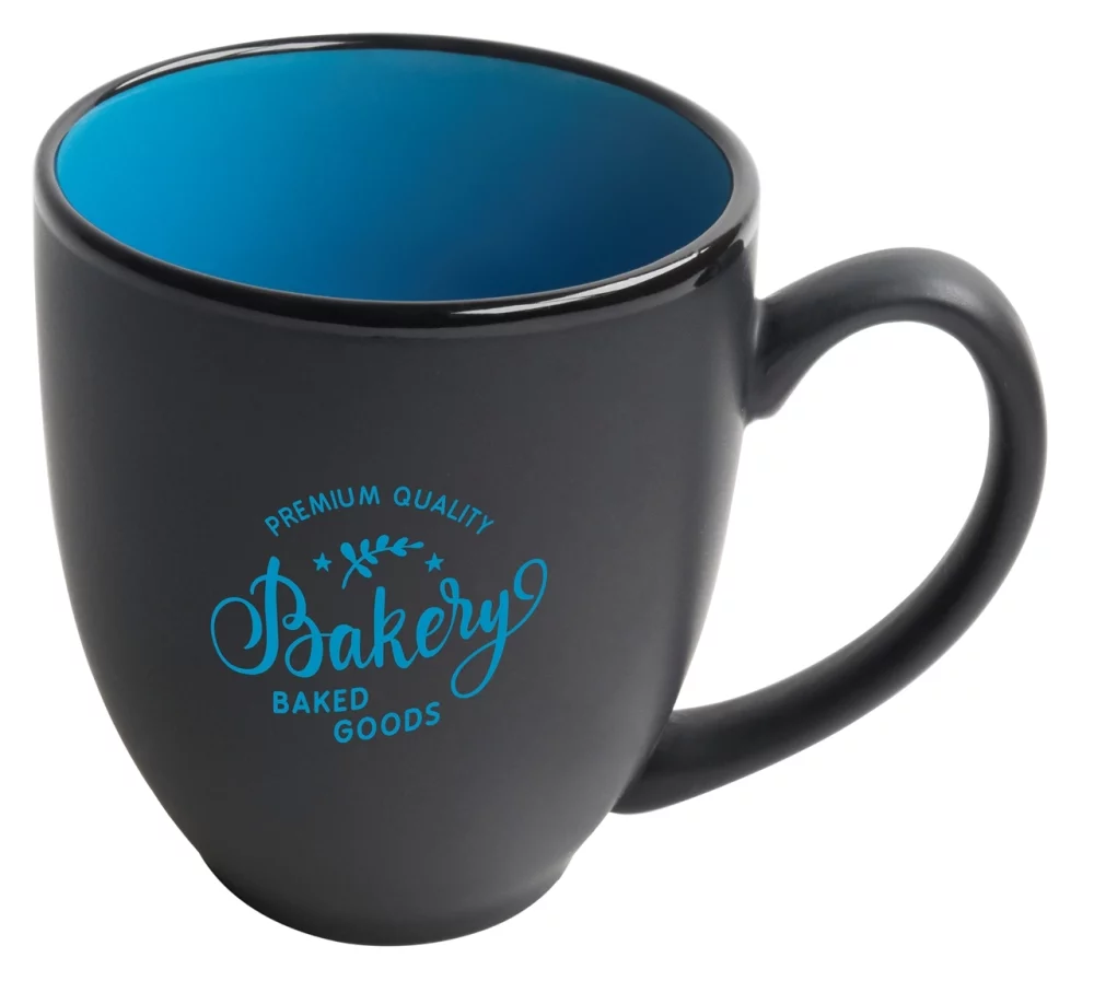 Bistro 16oz 2tone black/sky blue mug in Ripple gift box