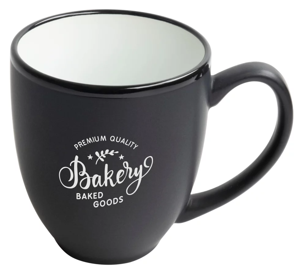 Mug en céramique bicolore noir/blanc de 16 oz Bistro dans une boîte cadeau Ripple