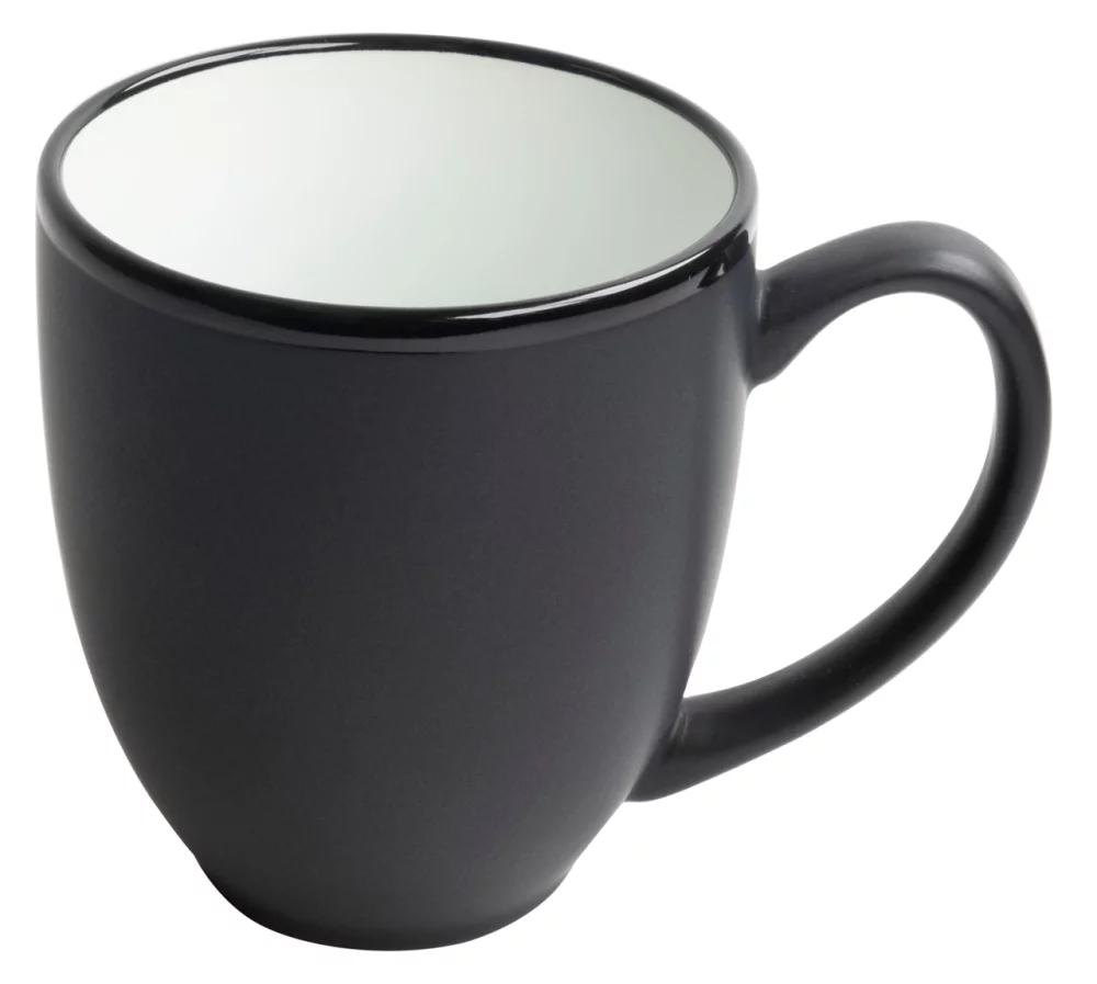 Mug en céramique bicolore noir/blanc de 16 oz Bistro dans une boîte cadeau Ripple - Gravé