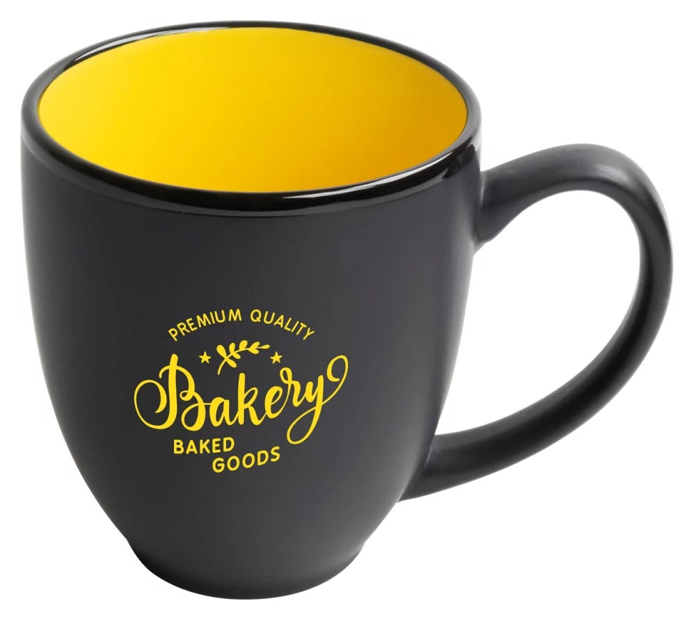 Bistro 16oz 2tone black/yellow mug in Ripple gift box