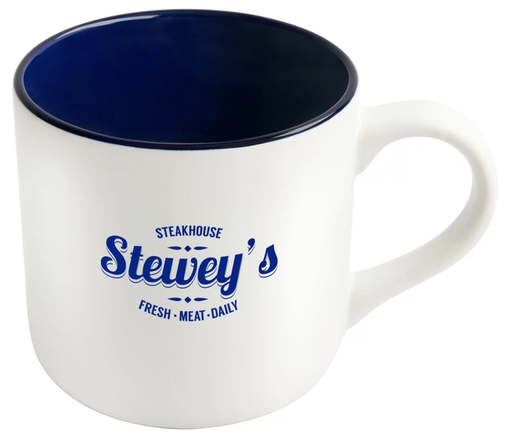 Angora 14oz 2tone white/cobalt mug in a Ripple gift box