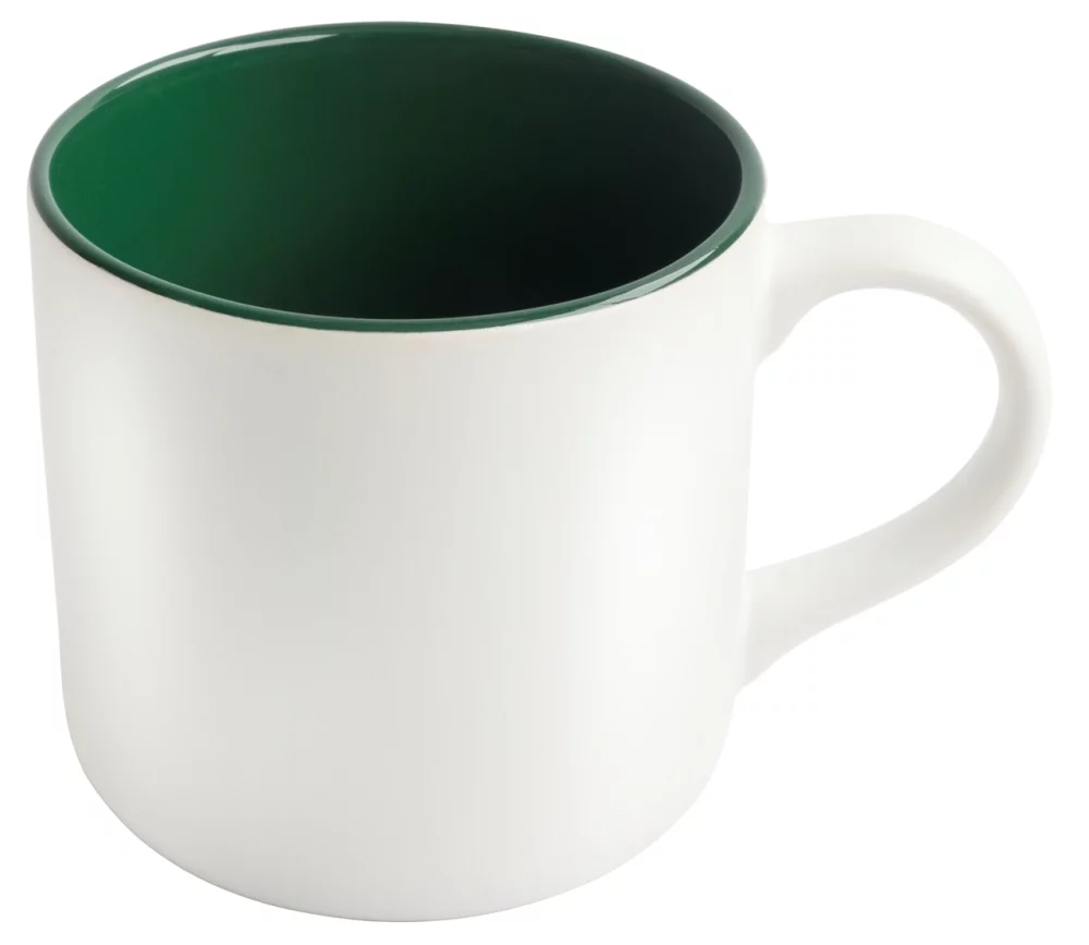 Mug Angora 14oz bicolore blanc/vert foncé dans une boîte cadeau Ripple