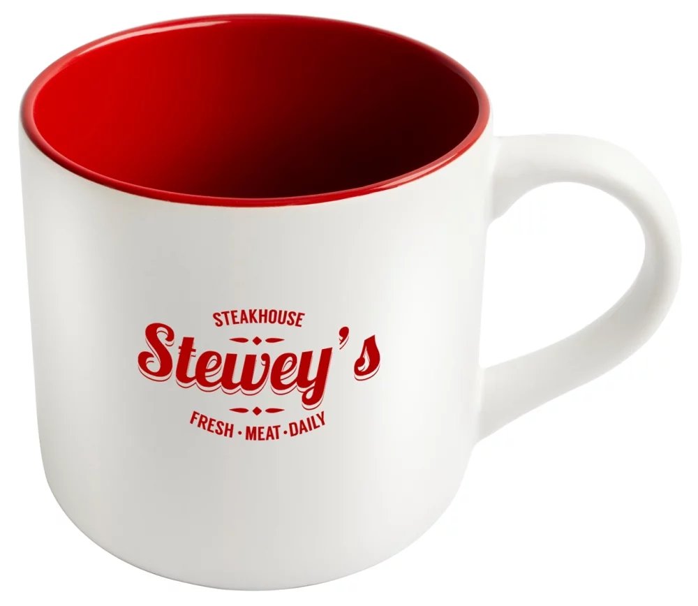 Angora 14oz 2tone white/red mug in a Ripple gift box