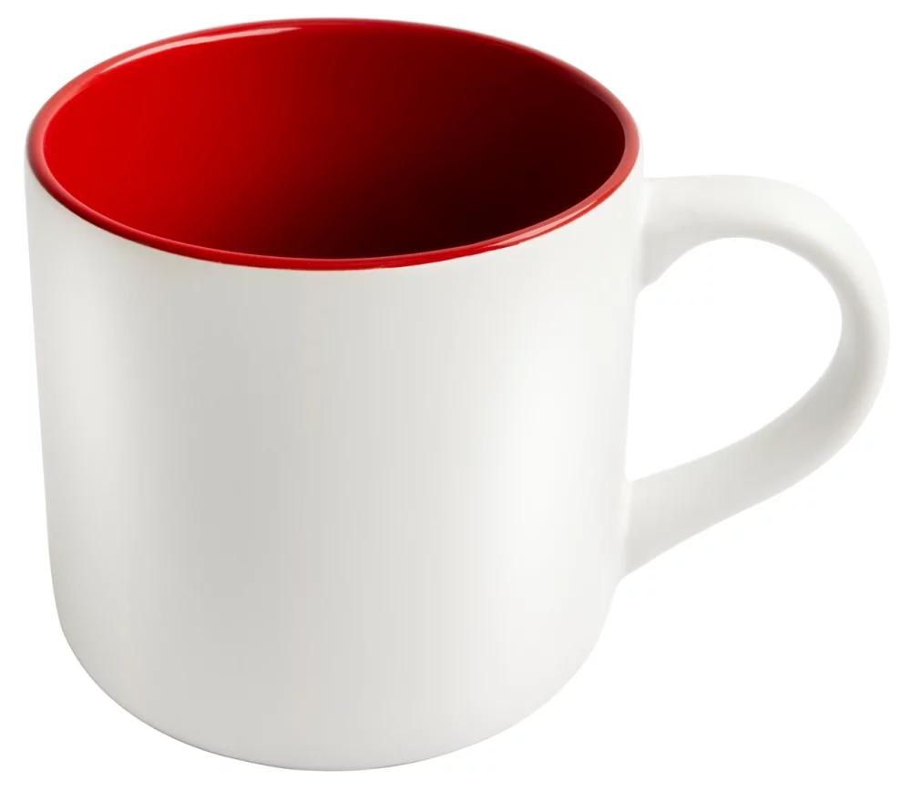 Angora 14oz 2tone white/red mug in a Ripple gift box