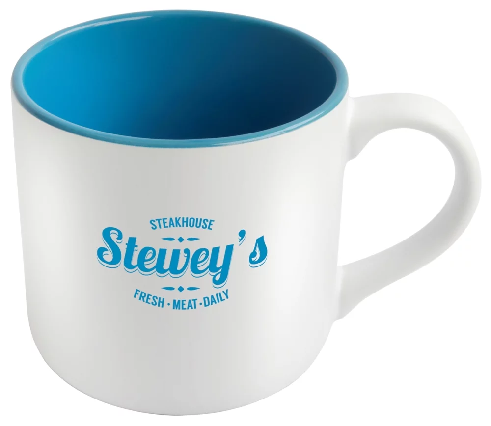 Angora 14oz 2tone white/sky blue mug in a Ripple gift box