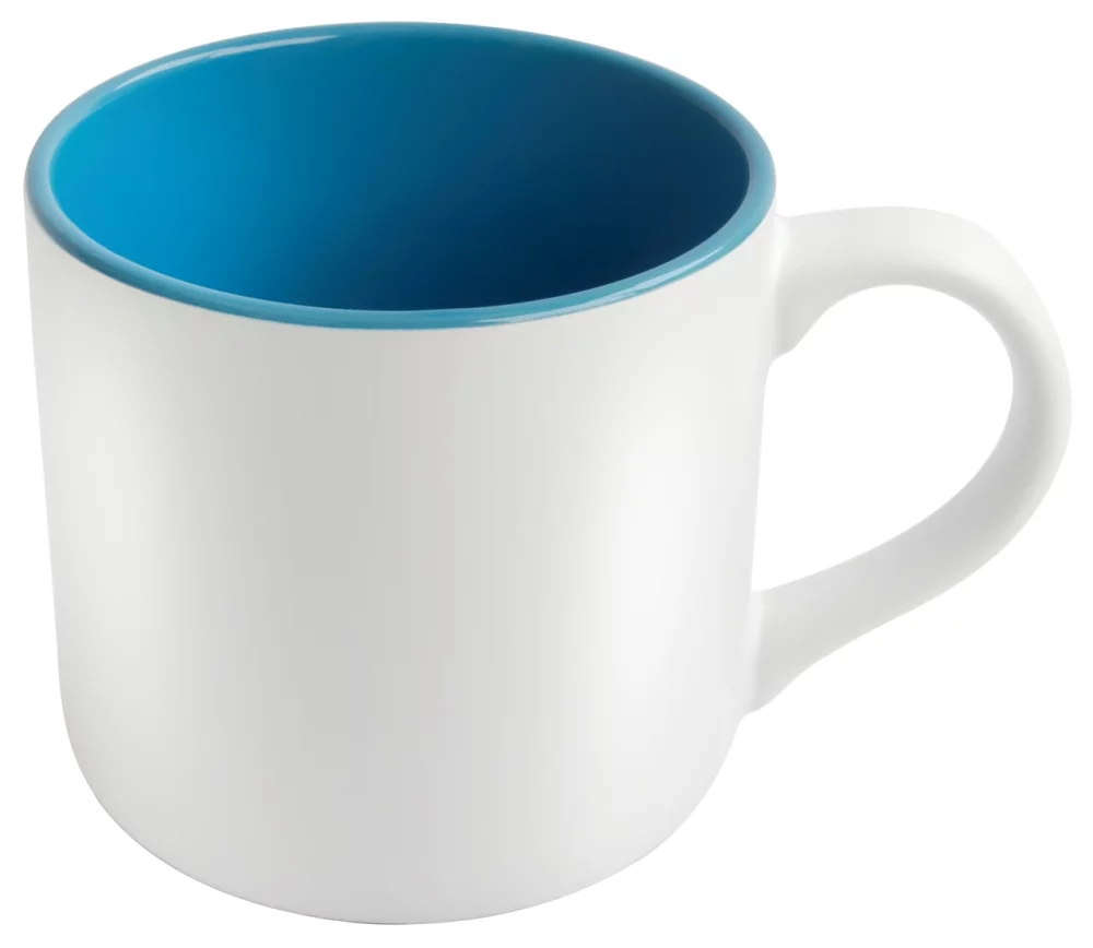 Angora 14oz 2tone white/sky blue mug in a Ripple gift box