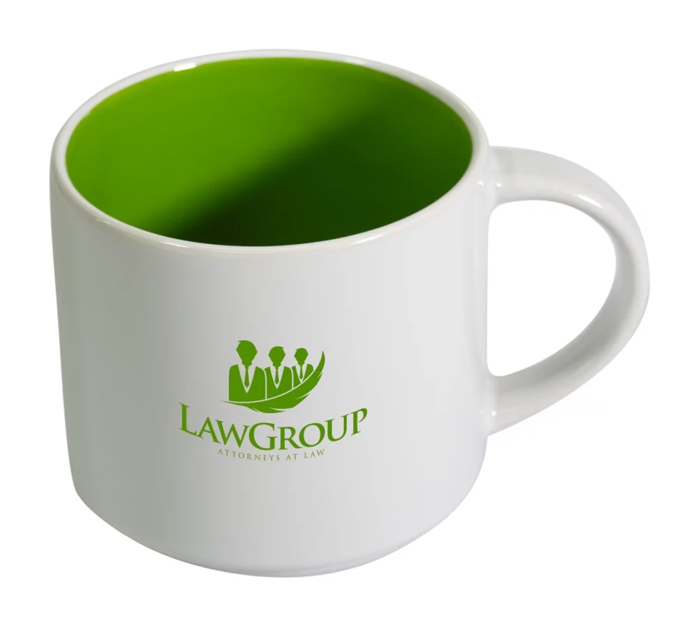 Brighton 14oz two-tone ceramic mug white/green in a Ripple box