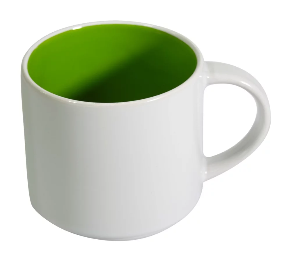 Brighton 14oz two-tone ceramic mug white/green in a Ripple box