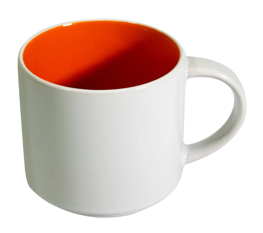 Tasse en céramique bicolore Brighton 14 oz blanc/orange dans une boîte Ripple