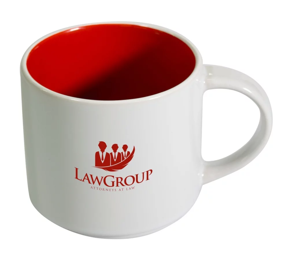Brighton 14oz two-tone ceramic mug white/red in a Ripple box