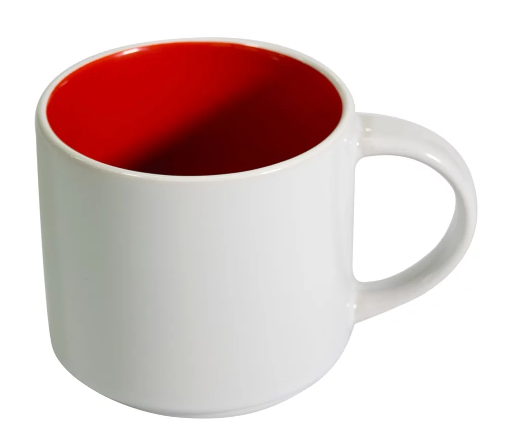 Brighton 14oz two-tone ceramic mug white/red in a Ripple box