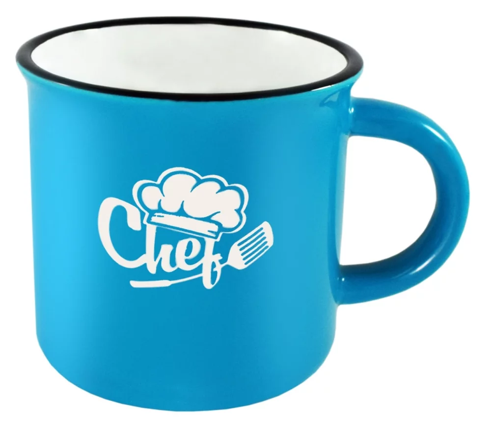 Fireside 16oz blue/white mug with black trim in a Ripple gift box - Etched