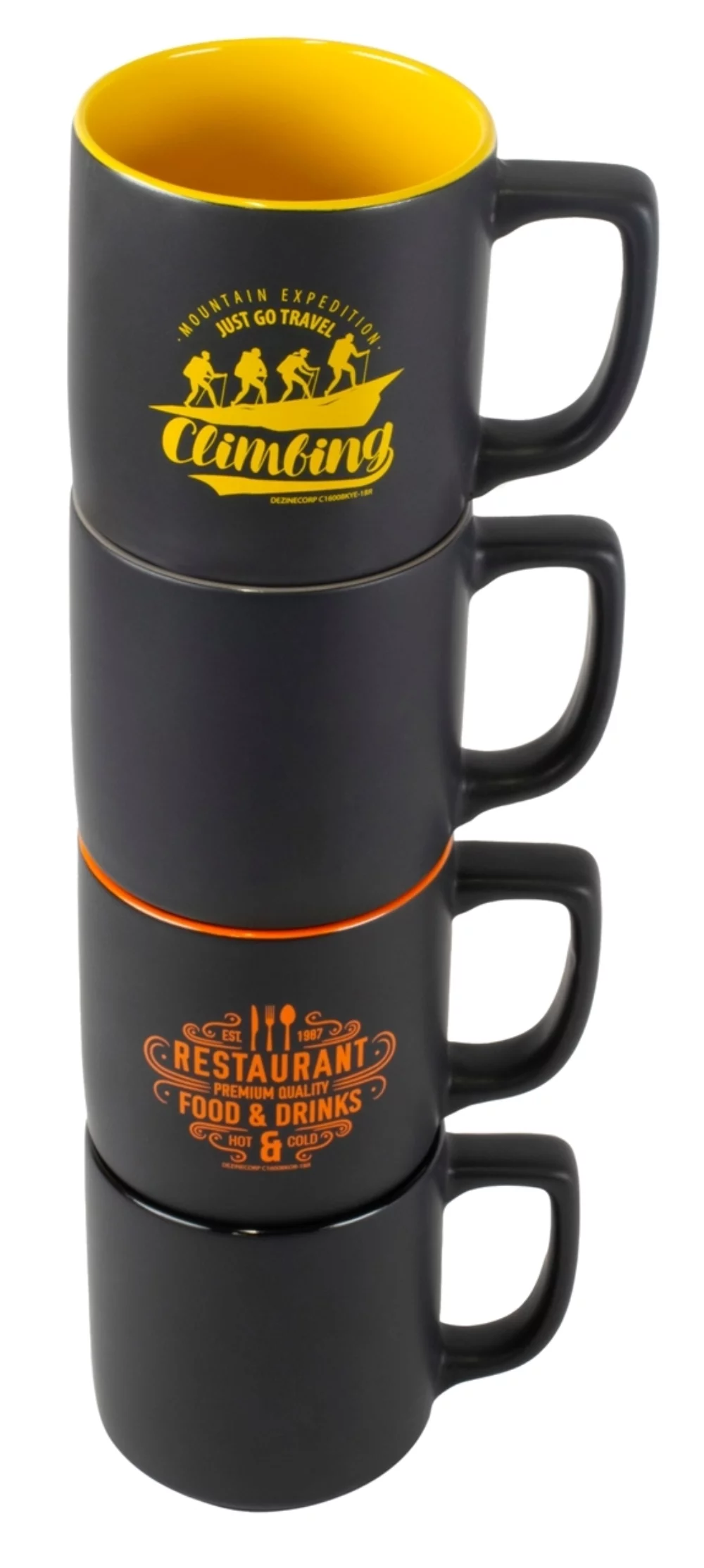 Arcadian 16oz two-tone matte ceramic mug black/orange in a Ripple box