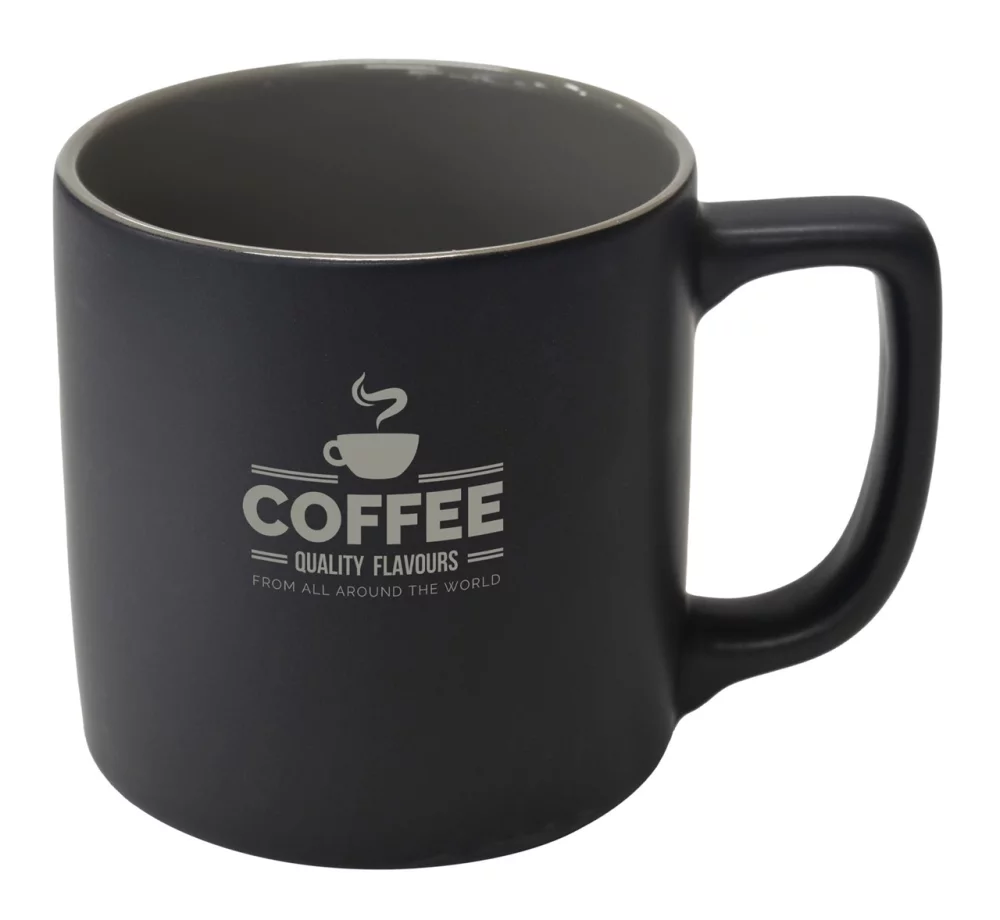 Mug en céramique mat bicolore Arcadian 16 oz noir/gris dans une boîte Ripple.