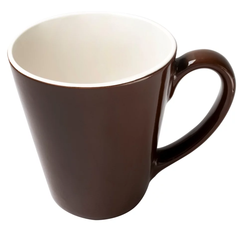 Tasse de 16 oz de la série de couleurs Dezine, marron/blanc bicolore (sans boîte-cadeau)