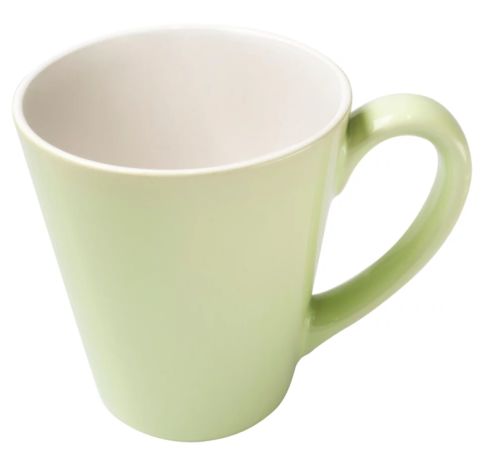Tasse de 16 oz en deux tons vert pastel/blanc de la série de couleurs Dezine (sans boîte-cadeau)