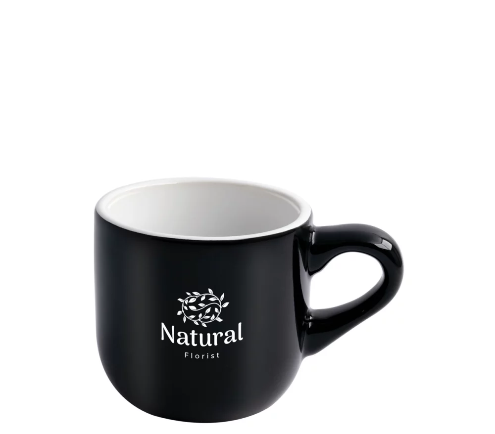 Tasse à expresso en céramique vitrifiée noir/blanc Wellington 3,5 oz