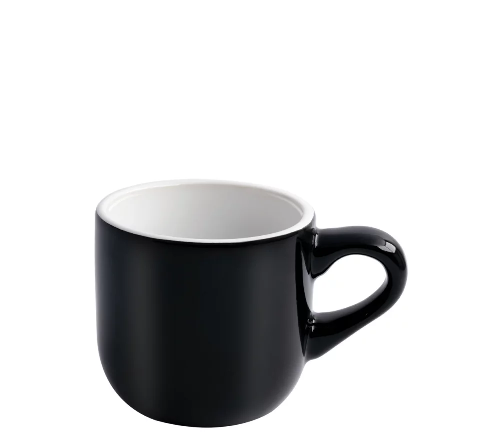 Tasse à expresso en céramique vitrifiée noire/blanche Wellington 3,5 oz - Gravée