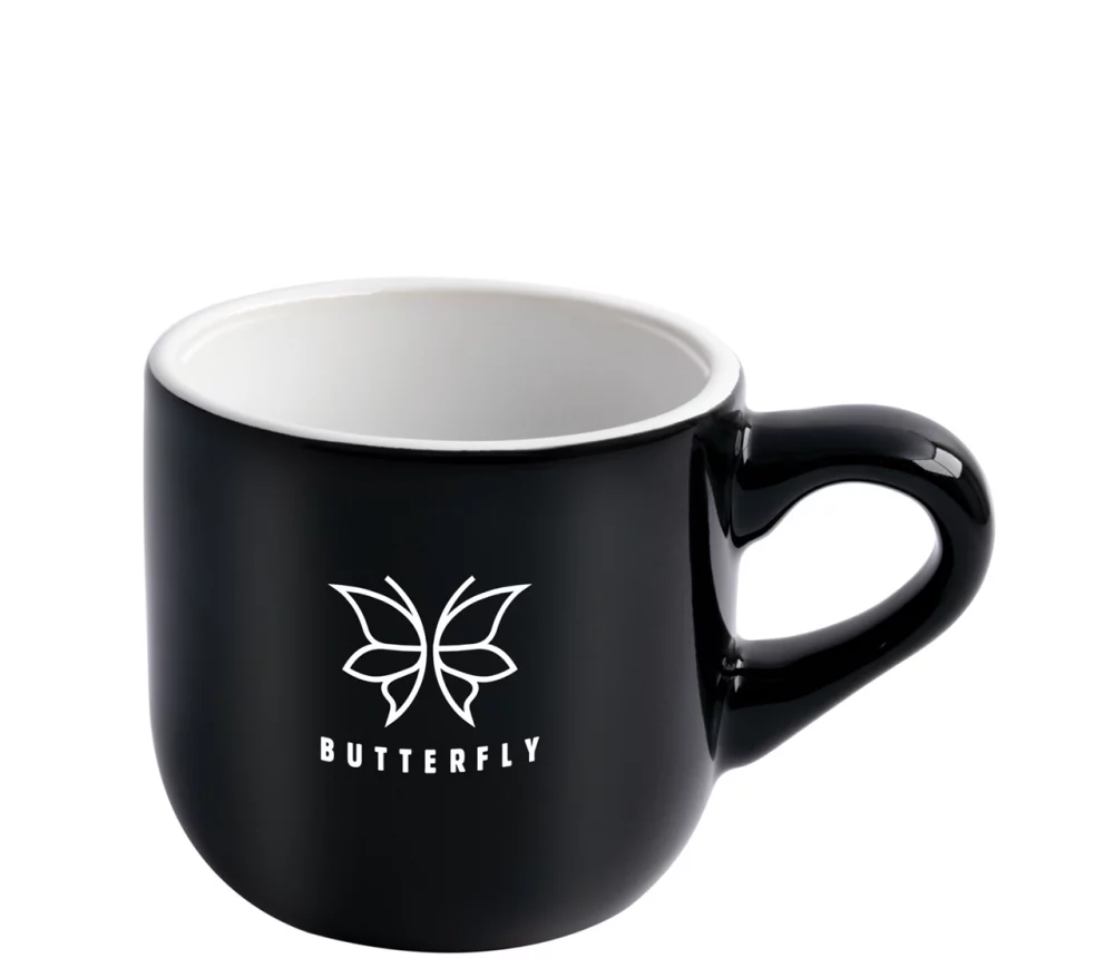 Wellington 8oz vitrified ceramic black/white cappuccino mug