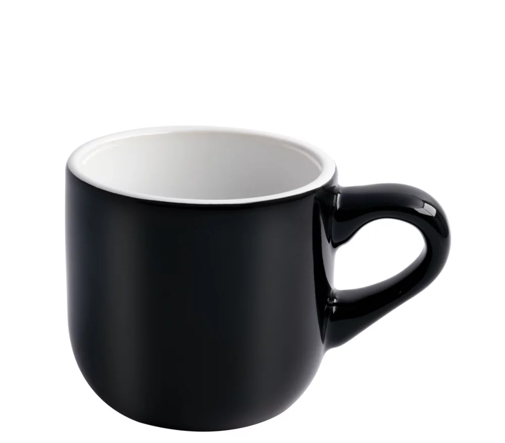 Wellington 8oz vitrified ceramic black/white cappuccino mug